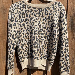 Jcrew Cashmere Blend Leopard Sweater, Size Small
